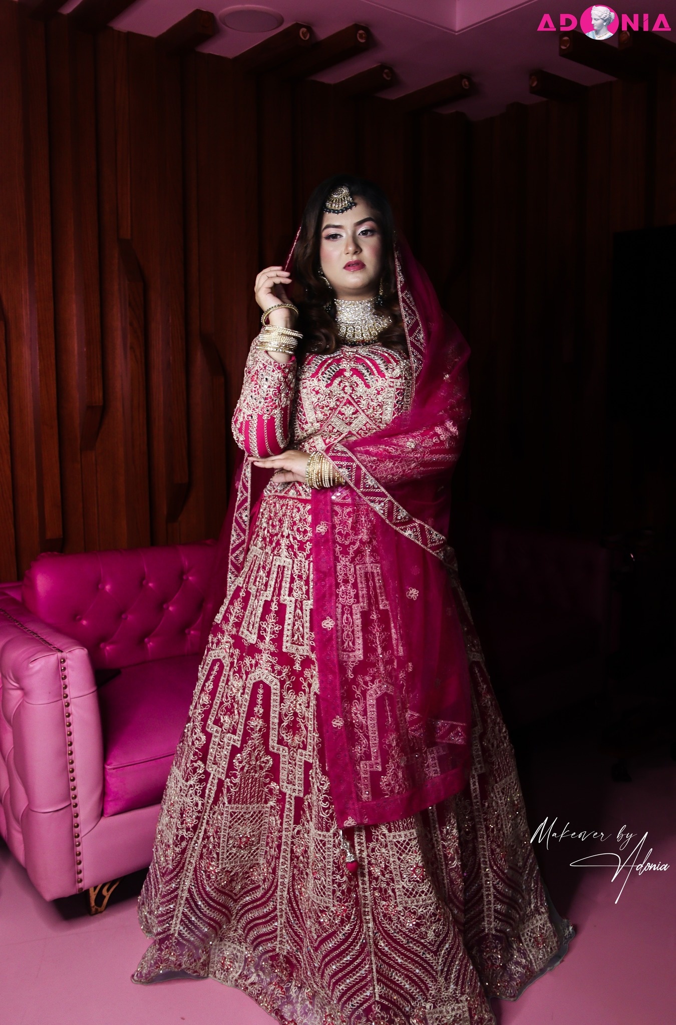 Book your Reception Bridal Makeover at Adonia Women’s Parlour  in Dhaka for a glamorous and elegant bridal look. Our professional makeup artists provide flawless reception makeup, premium hairstyling, and long-lasting beauty services to make your special 