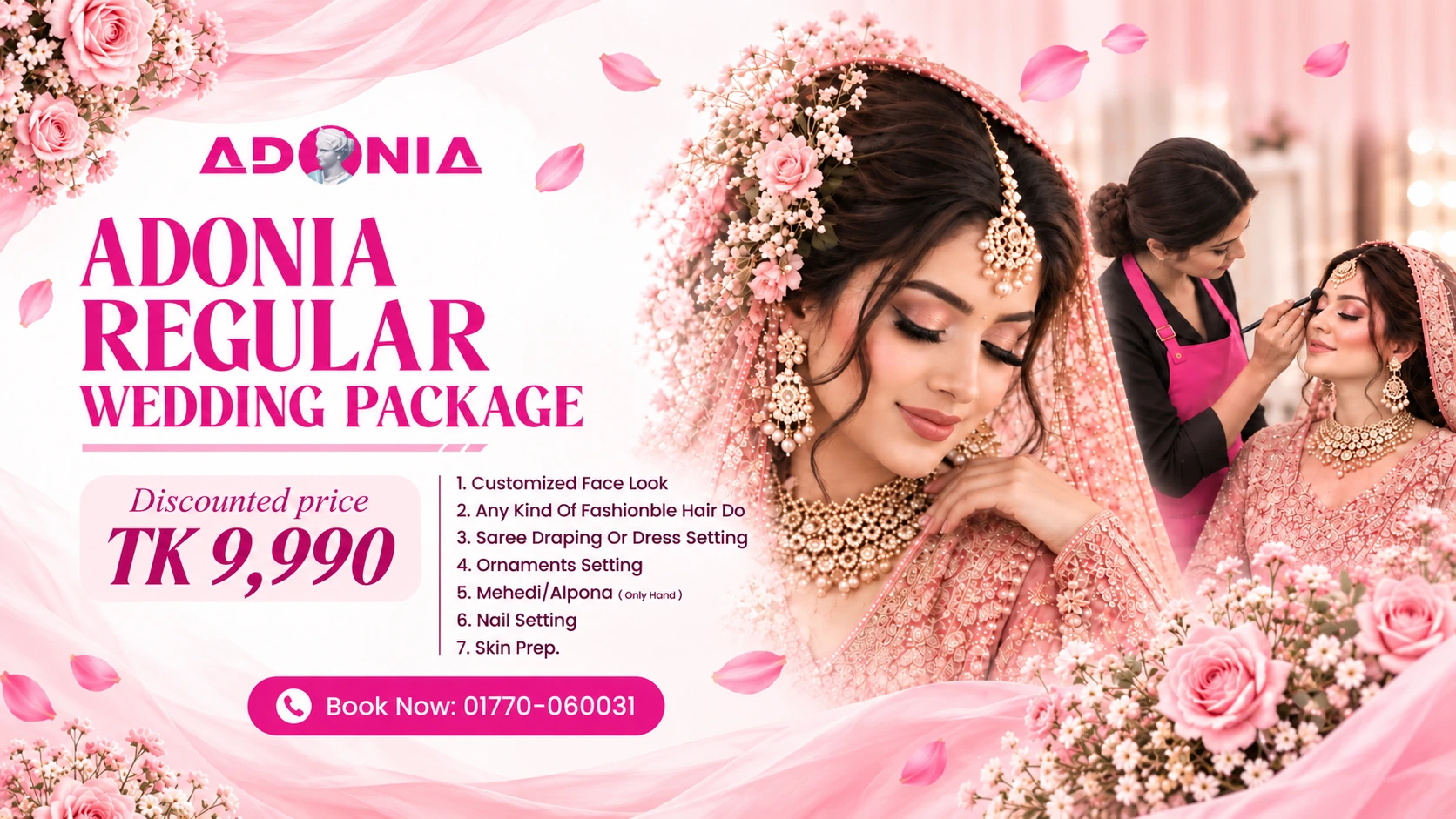 ADONIA Regular Wedding Package – Complete Bridal Look at Tk 9,990